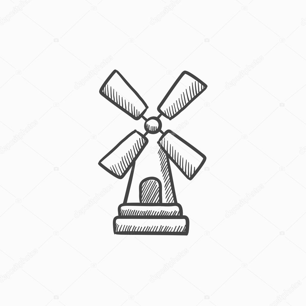 1024x1024 Windmill Drawing Free Vector For Free Download