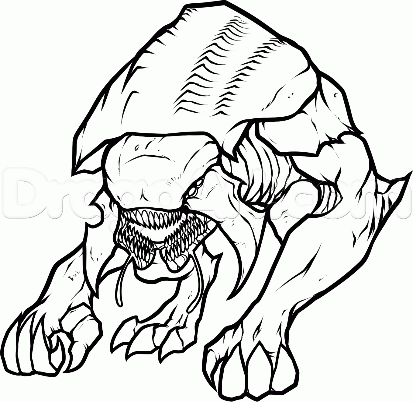 1359x1320 How To Draw The Rhino Alien From Call Of Duty, Step