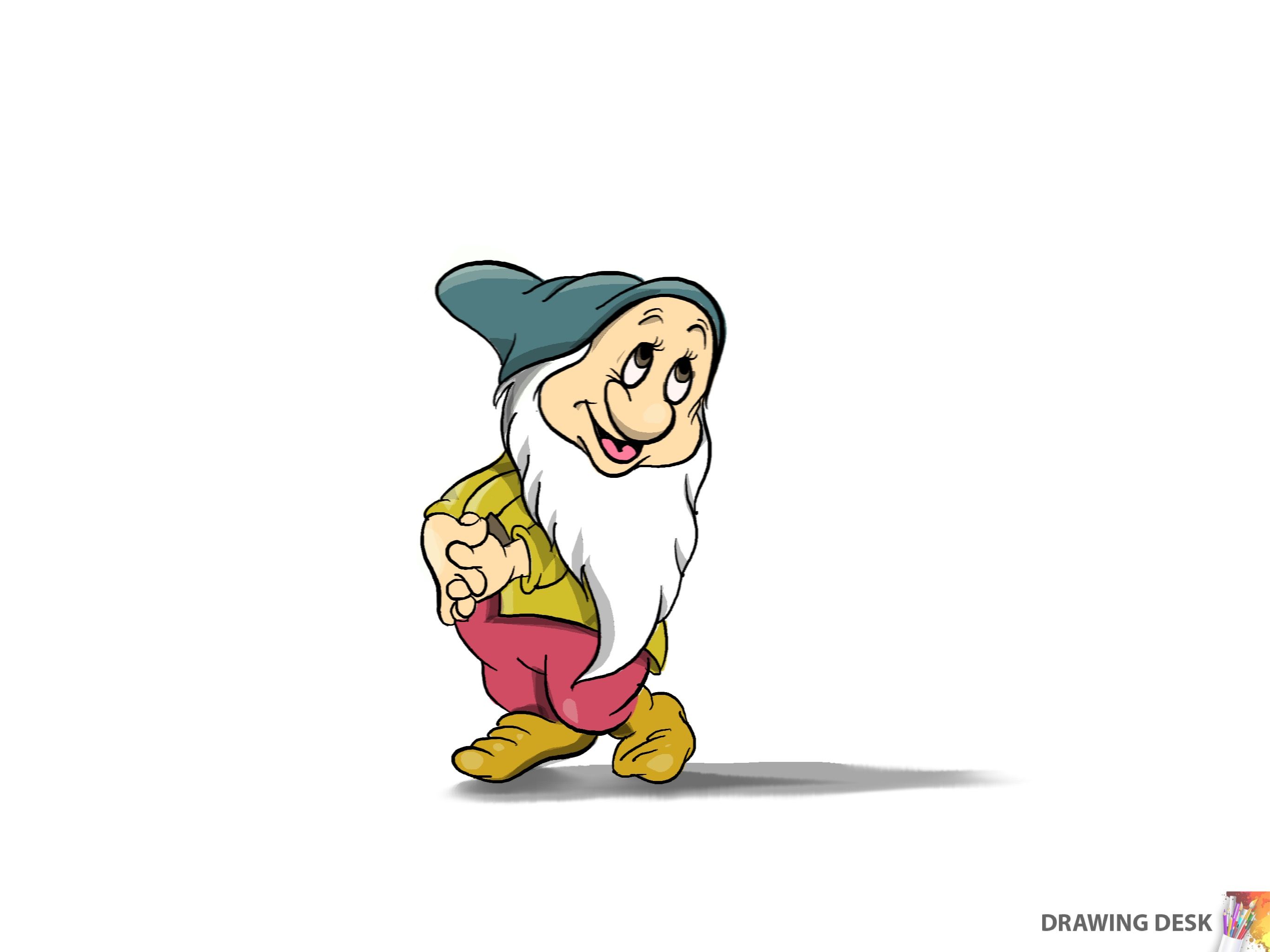 2732x2048 a drawing of bashful dwarf done on drawing desk