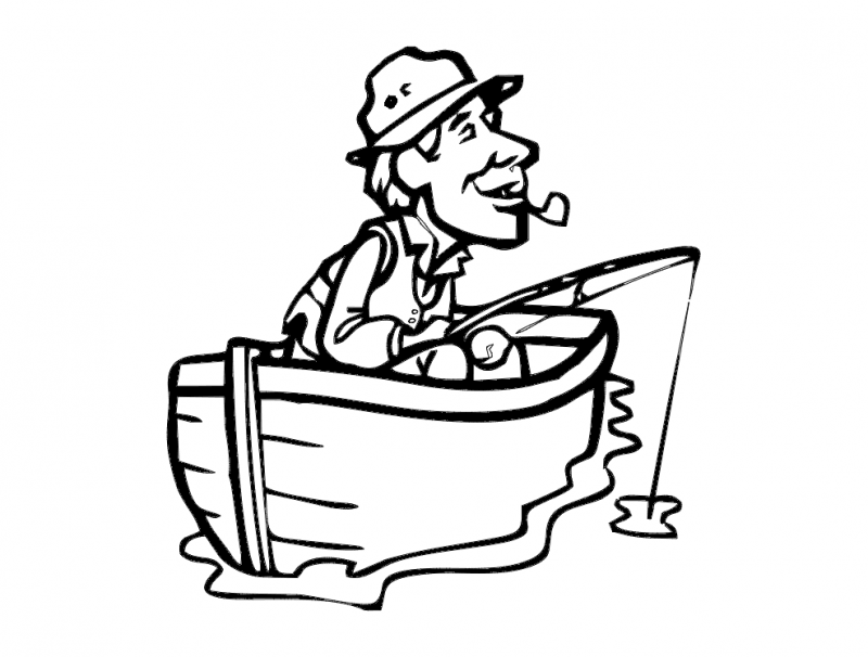 800x606 Fisherman With Cigar In Boat Dxf Free Download