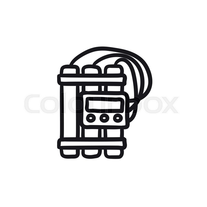 800x800 Dynamite And Detonator Vector Sketch Stock Vector Colourbox