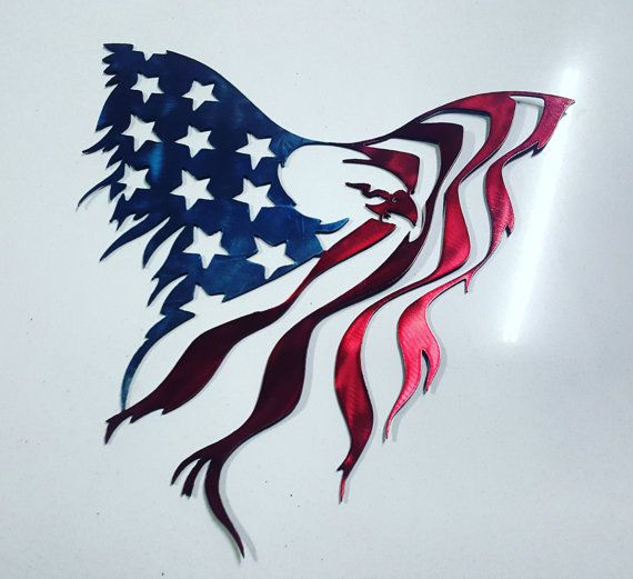 570x521 Eagle American Flag Metal Art Made From Aluminum America