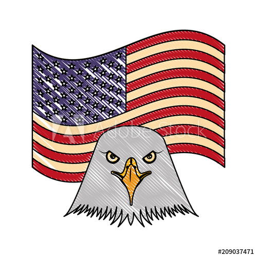 500x500 American Head Eagle Flag National Emblem Vector Illustration