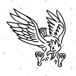 300x300 Flying Black Line Eagle Flying Black Line Eagle White Background