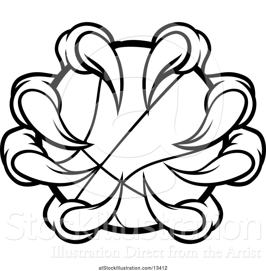 1024x1044 Vector Illustration Of Black And White Monster Or Eagle Claws