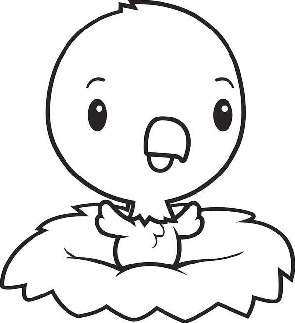 599x657 Cartoon Baby Eagle Nest Art Print