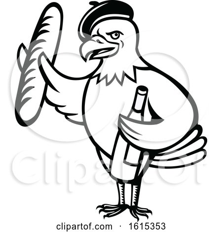 450x470 Clipart Of A Cartoon Black And White American Bald Eagle Mascot