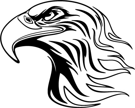 433x348 Flaming Eagle Head Decal