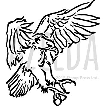 355x355 azeeda 'eagle landing' wall stencil template