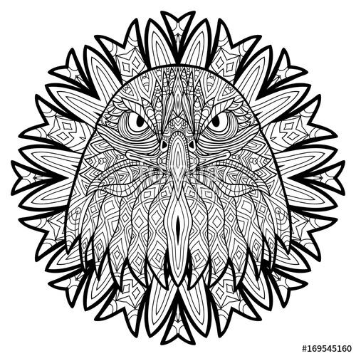 500x500 Animal Concept Line Design The Head Of A Eagle Monochrome Ink