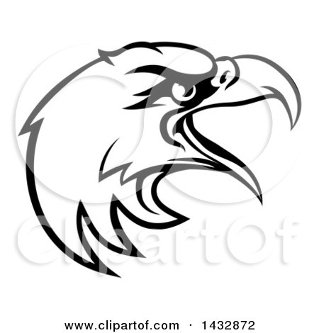 450x470 Clipart Of A Cartoon Black And White Bald Eagle Mascot Head