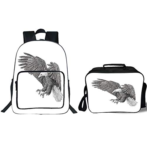 500x500 iprint school backpack lunch bag bundle,eagle,black