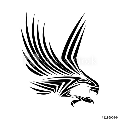 500x500 Eagle Tattoo Animal Draw Abstract Icon Flat And Isolated Design