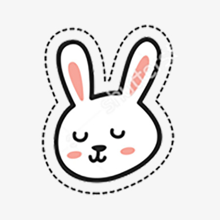 450x450 red line drawing rabbit ears, rabbit clipart, line clipart, rabbit