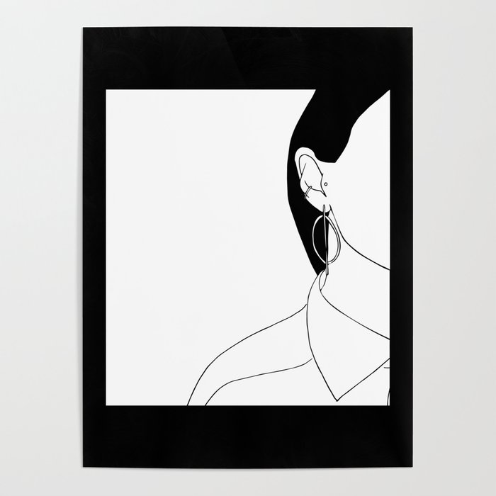 700x700 Curated Ear Minimal Line Drawing Ii Poster