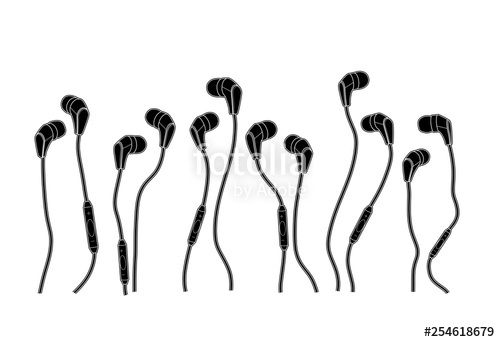 500x342 headsets earphones vector sketch and tech draw stock image
