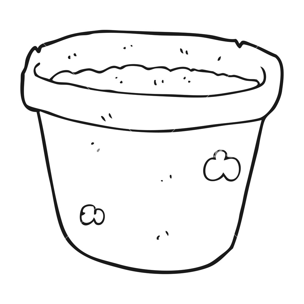 1000x1000 Freehand Drawn Black And White Cartoon Pot Of Earth Royalty Free