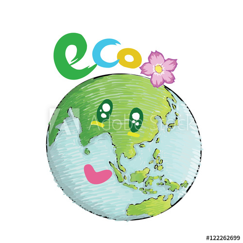 500x500 Earth With Smiling Face Nature Concept Eco Design For Earth Day