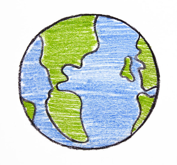 600x559 Child's Drawing Of Earth On White Background Art Print