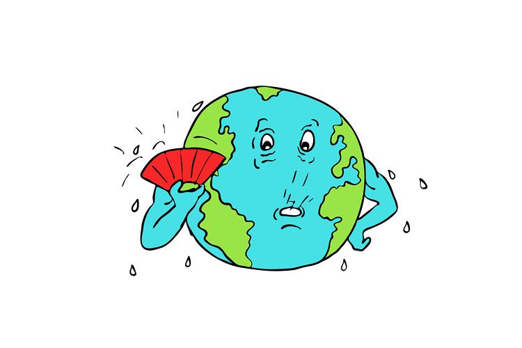 750x500 Earth Global Warming Drawing Color