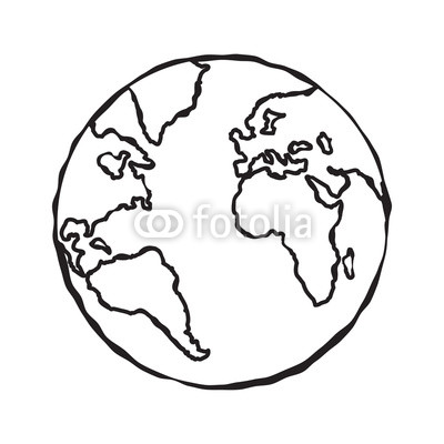 400x400 Single Black Sketch Of Earth Globe Illustration Planet Earth