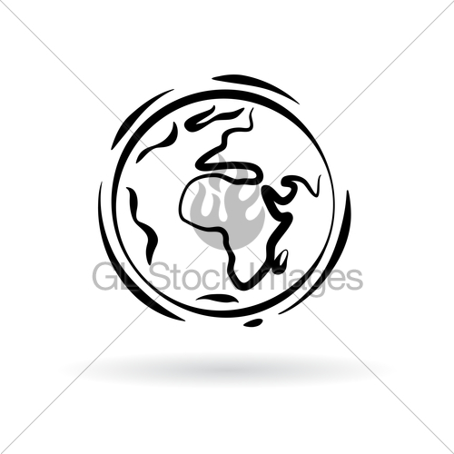 500x500 Abstract Planet Earth Icon Isolated On White Background Gl