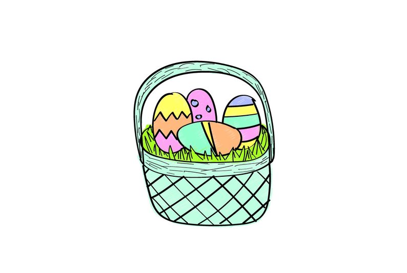 794x533 Easter Basket Digital Drawing Etsy
