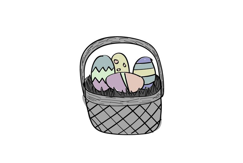 794x533 Easter Basket Gray Tones Digital Drawing Etsy