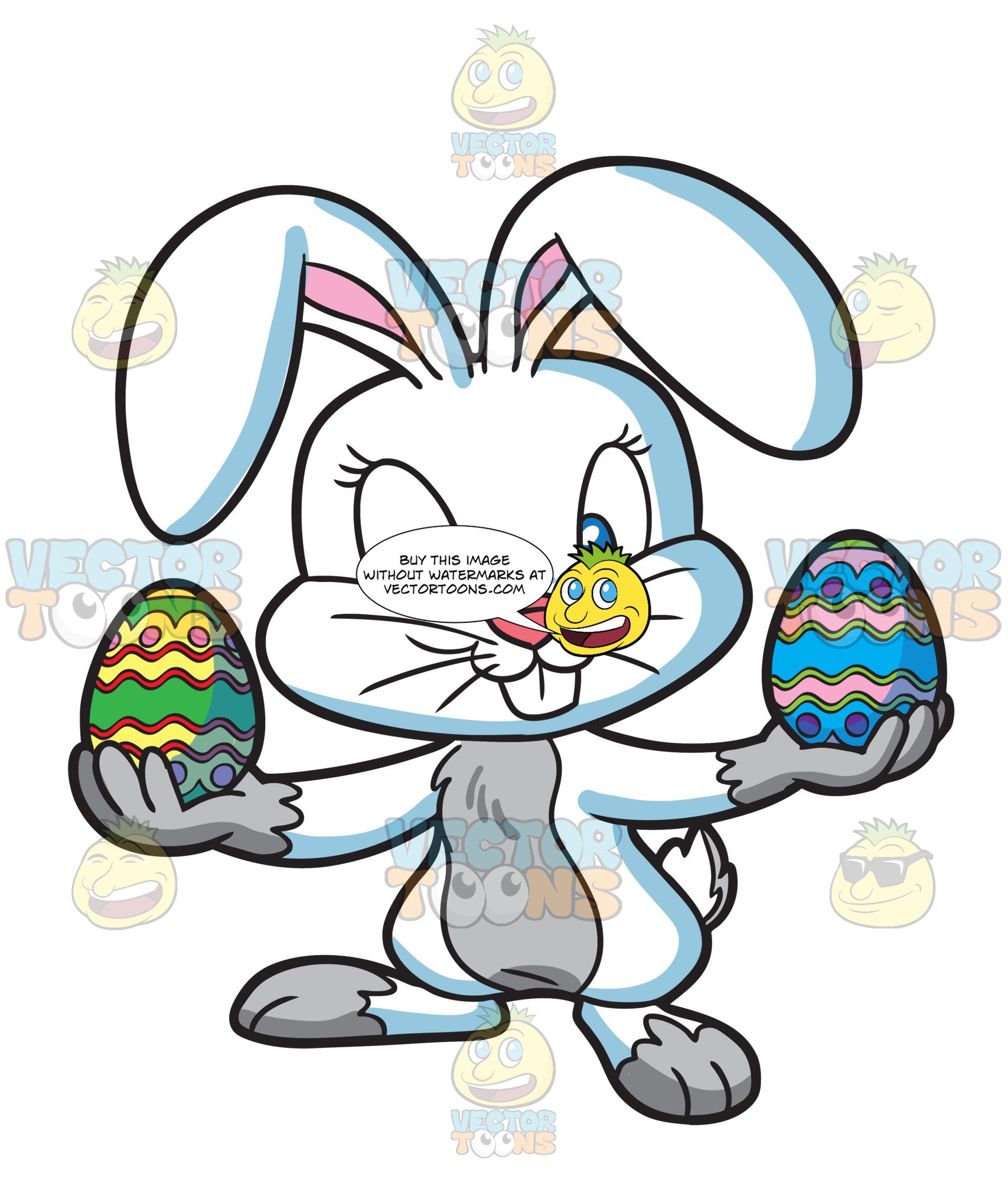 1707x2000 An Easter Bunny Holding Colorful Eggs Clipart Cartoons