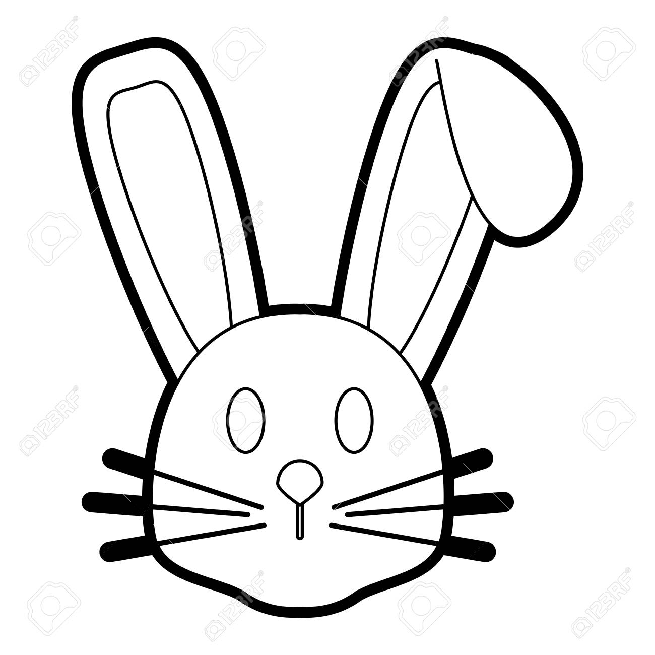 1300x1300 Bunny Face Line Drawing Of Easter Rabbit Easy A Carmi Chaelinn