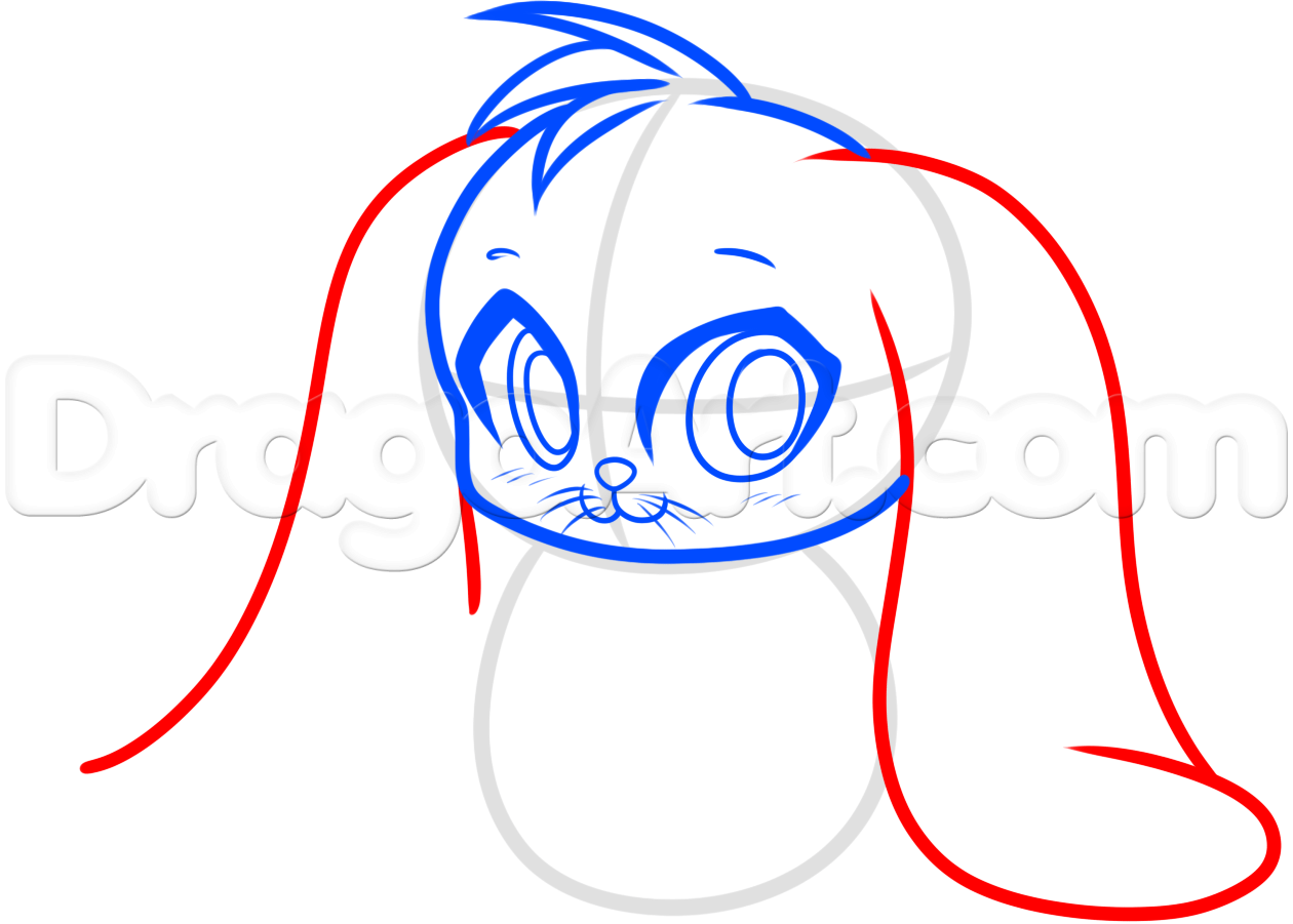 1260x901 How To Draw A Chibi Easter Bunny, Step
