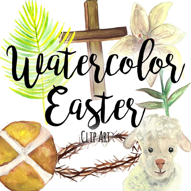 750x750 Hand Painted Watercolor Religious Christian Easter Clipart Etsy