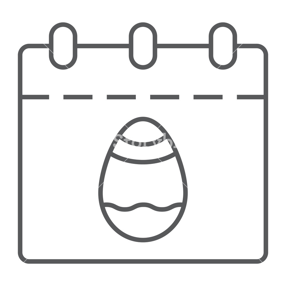 1000x1000 Easter Calendar Thin Line Icon, Date And Easter, Easter Day Sign