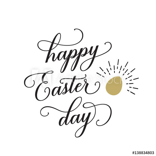 500x500 Happy Easter Day Lettering With Shiny Egg