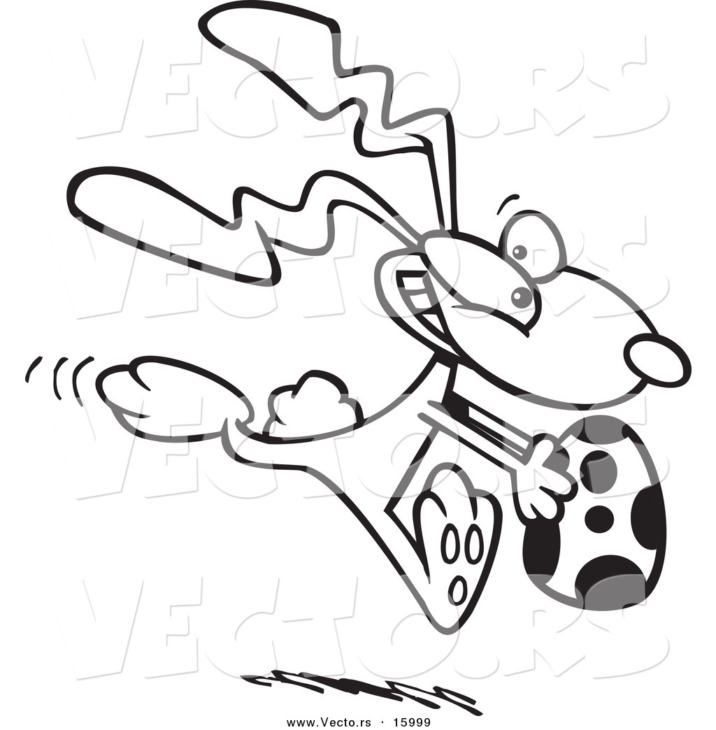 1024x1044 Vector Of A Cartoon Bunny Running With An Easter Egg