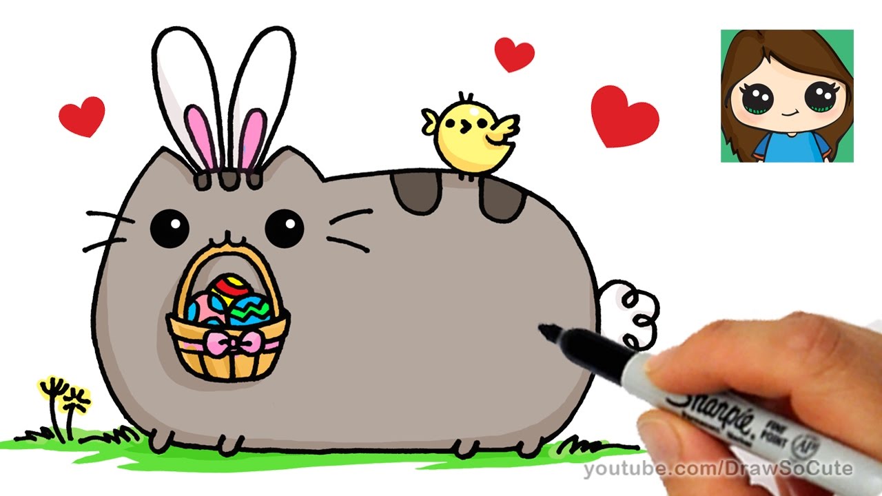 1280x720 How To Draw Pusheen Easter Easy Kids Youtube