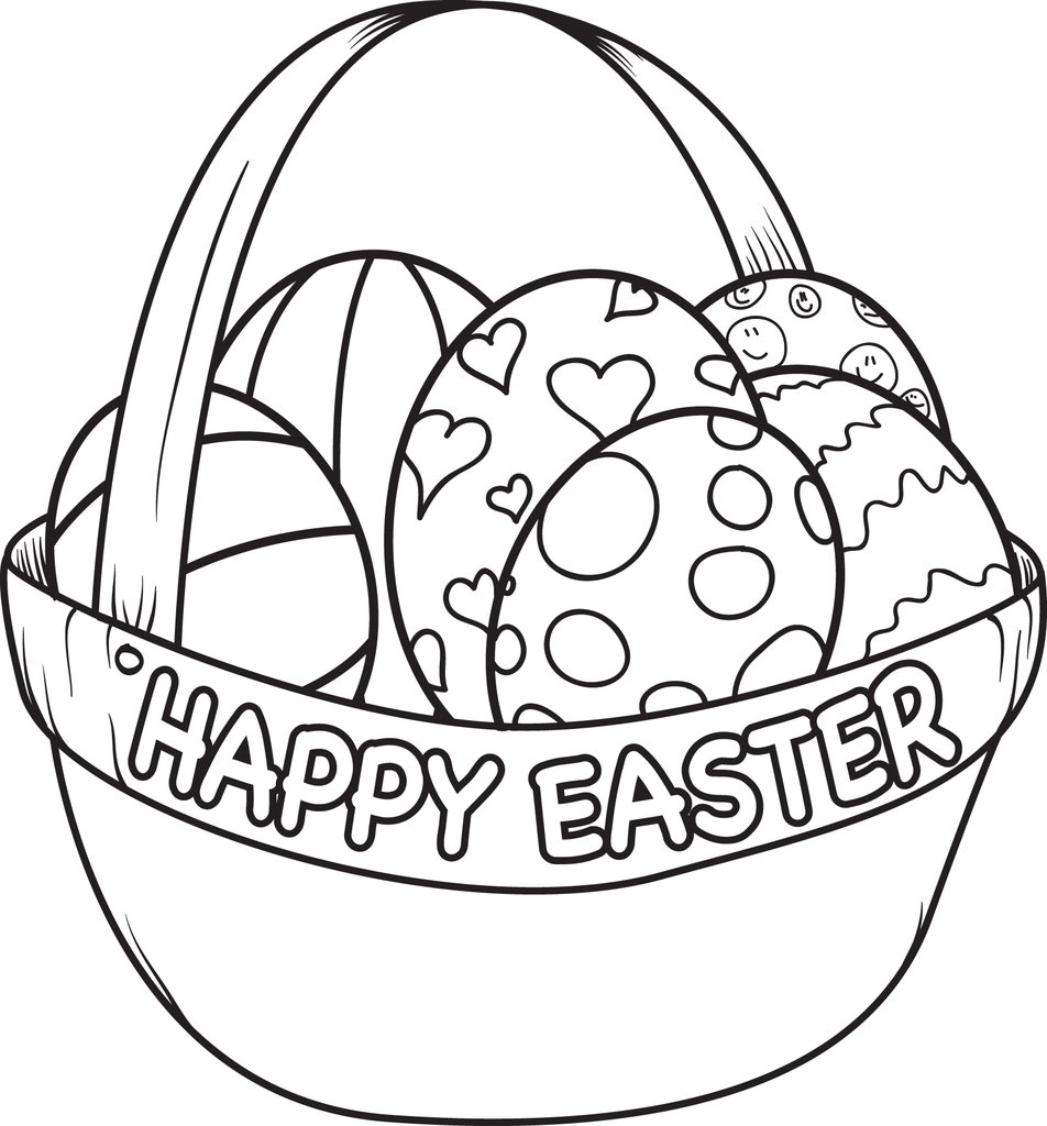 952x1024 Free Printable Easter Egg Basket Coloring
