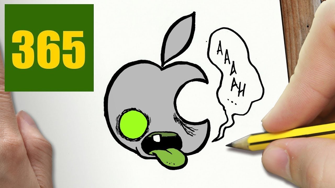 1280x720 How To Draw A Apple Zombie Cute, Easy Step