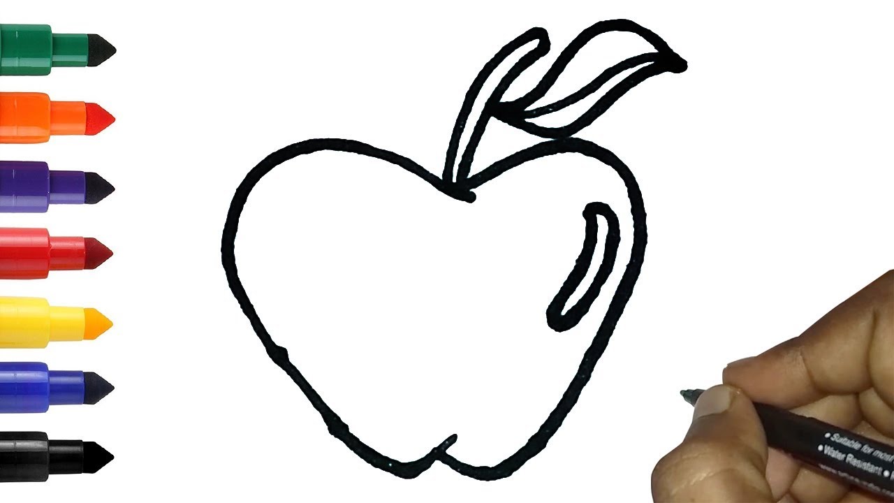 1280x720 How To Draw An Apple Easy Apple Drawing And Coloring For Kids