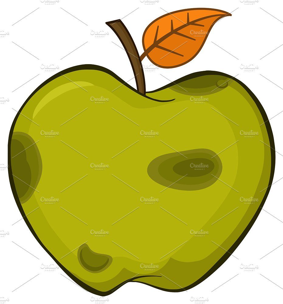 931x1000 rotten green apple fruit