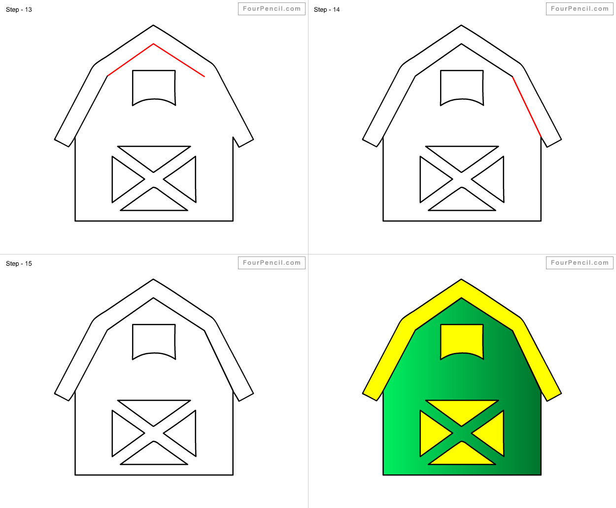 1250x1032 How To Draw Barn For Kids Step