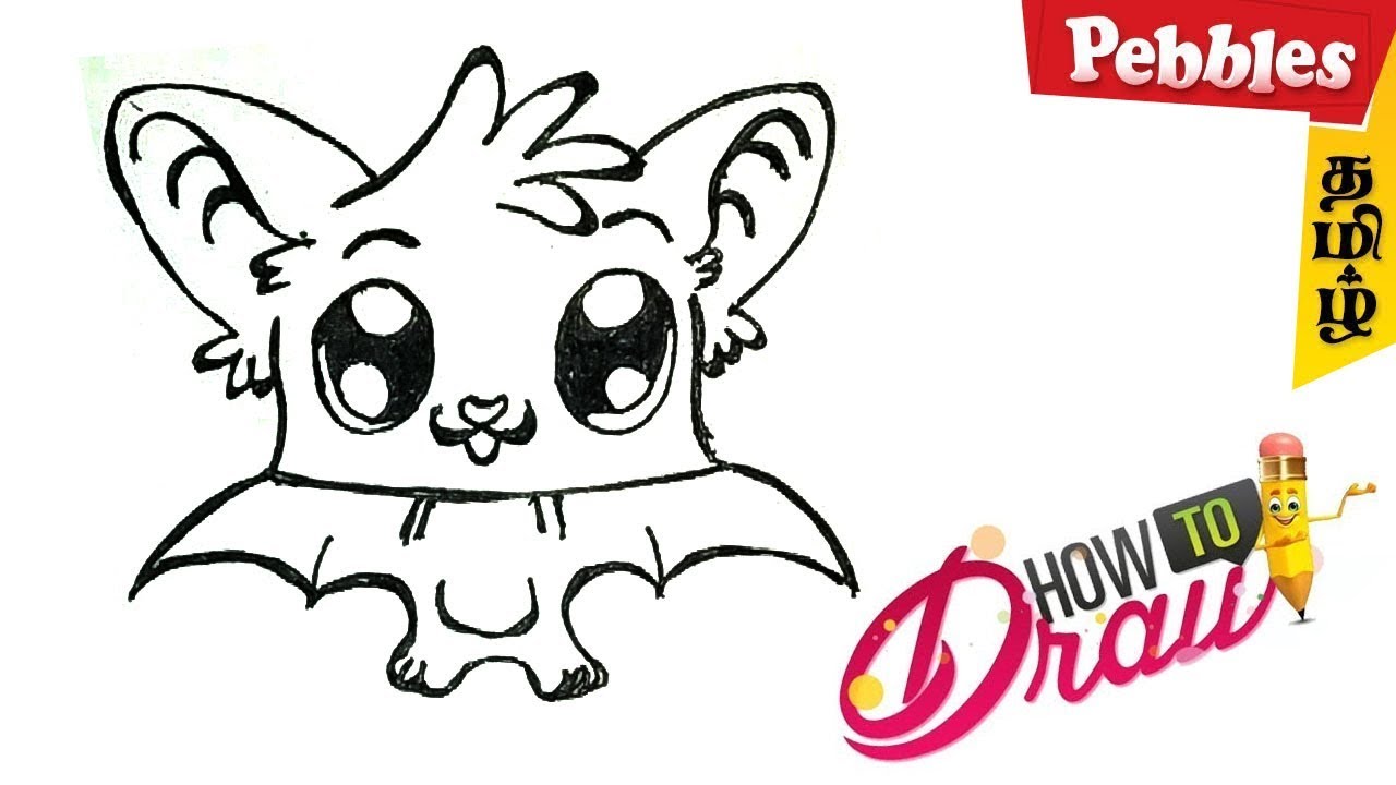 1280x720 How To Draw A Baby Bat Drawing For Kids Easy Step