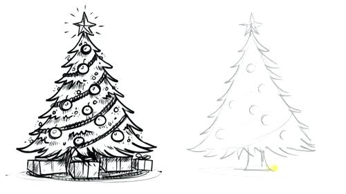 500x281 Christmas Tree Drawing Easy With Colour