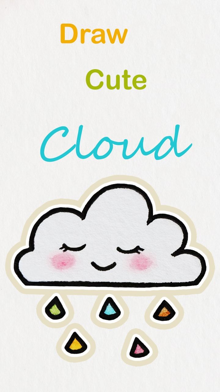 720x1280 Learn How To Draw So Cute Cloud, Easy Step