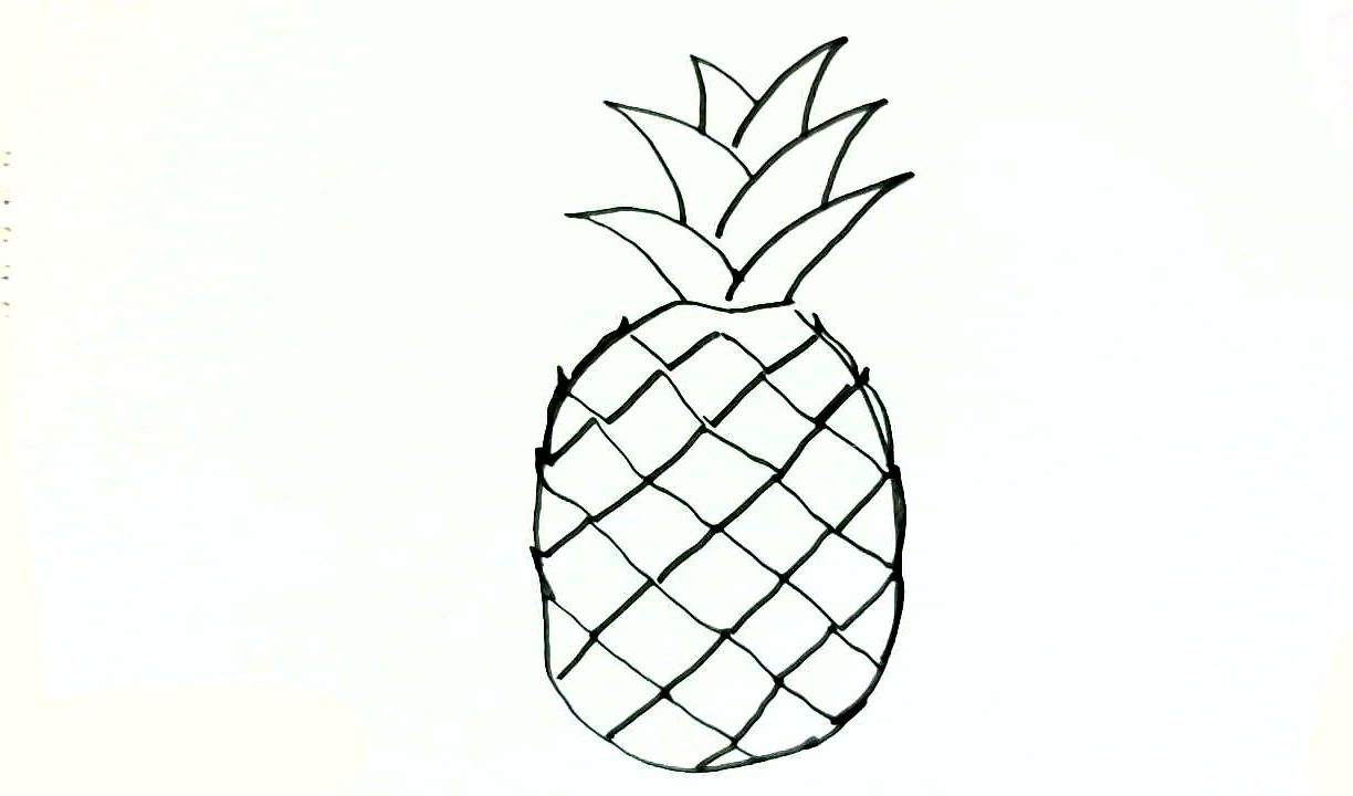 1224x720 How To Draw Pineapple For Kids Drawing Tutorial Ripe Stock Vector