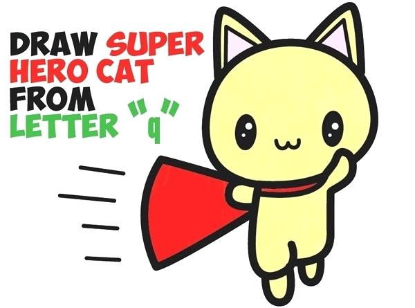 600x445 Easy Drawings For Kid Beginners How To Draw A Cute Cat Super Hero