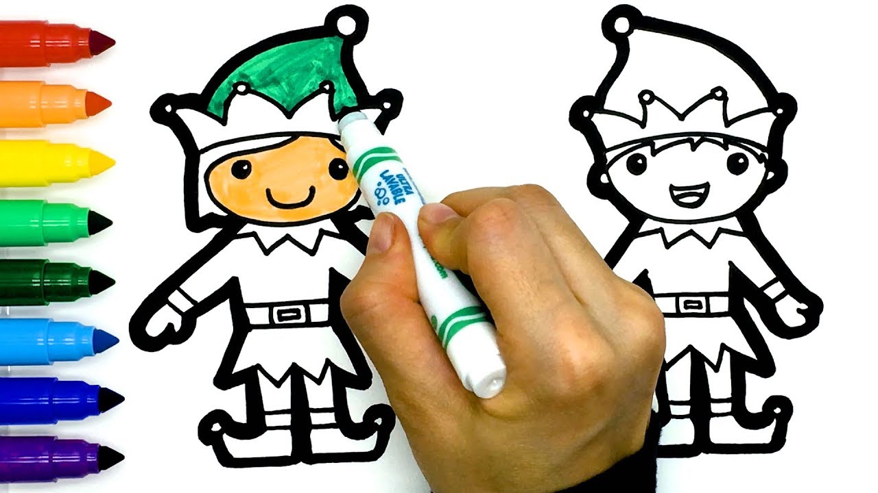 1280x720 Cute Christmas Elf Cartoon Coloring And Drawing Easy Tutorials