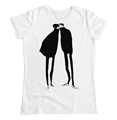 385x393 Cute Couple Kissing Minimal Drawing Women's T Shirt