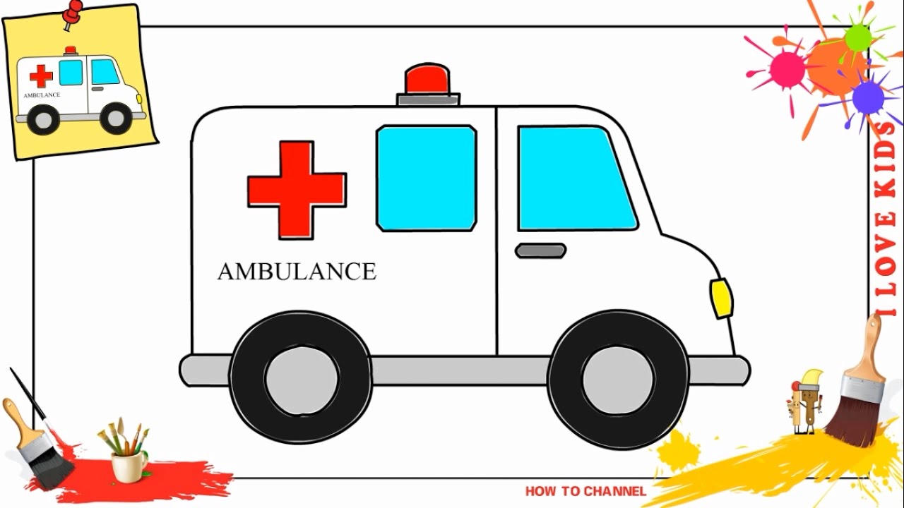 1280x720 How To Draw An Ambulance Car Easy Slowly Step