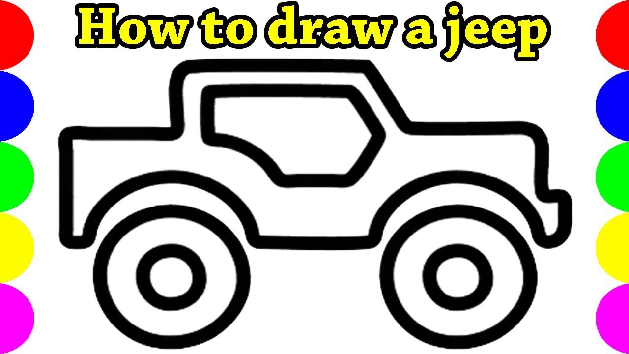 1280x720 How To Draw A Jeep Car Drawing Clipart Easy Step